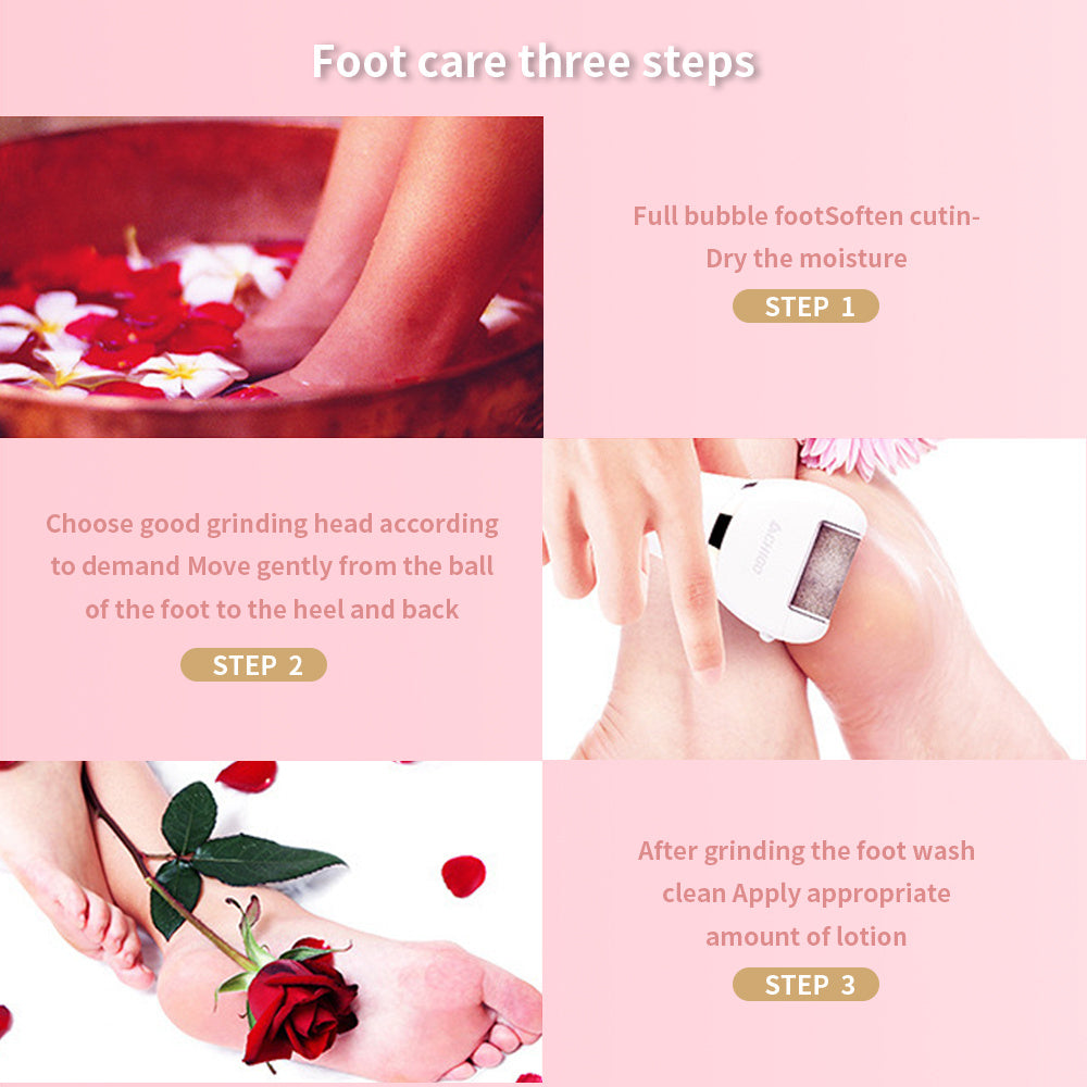 JMT-432074 Electric Rechargeable Callus Remover with Extra Coarse Roller Heads for Smooth Feet