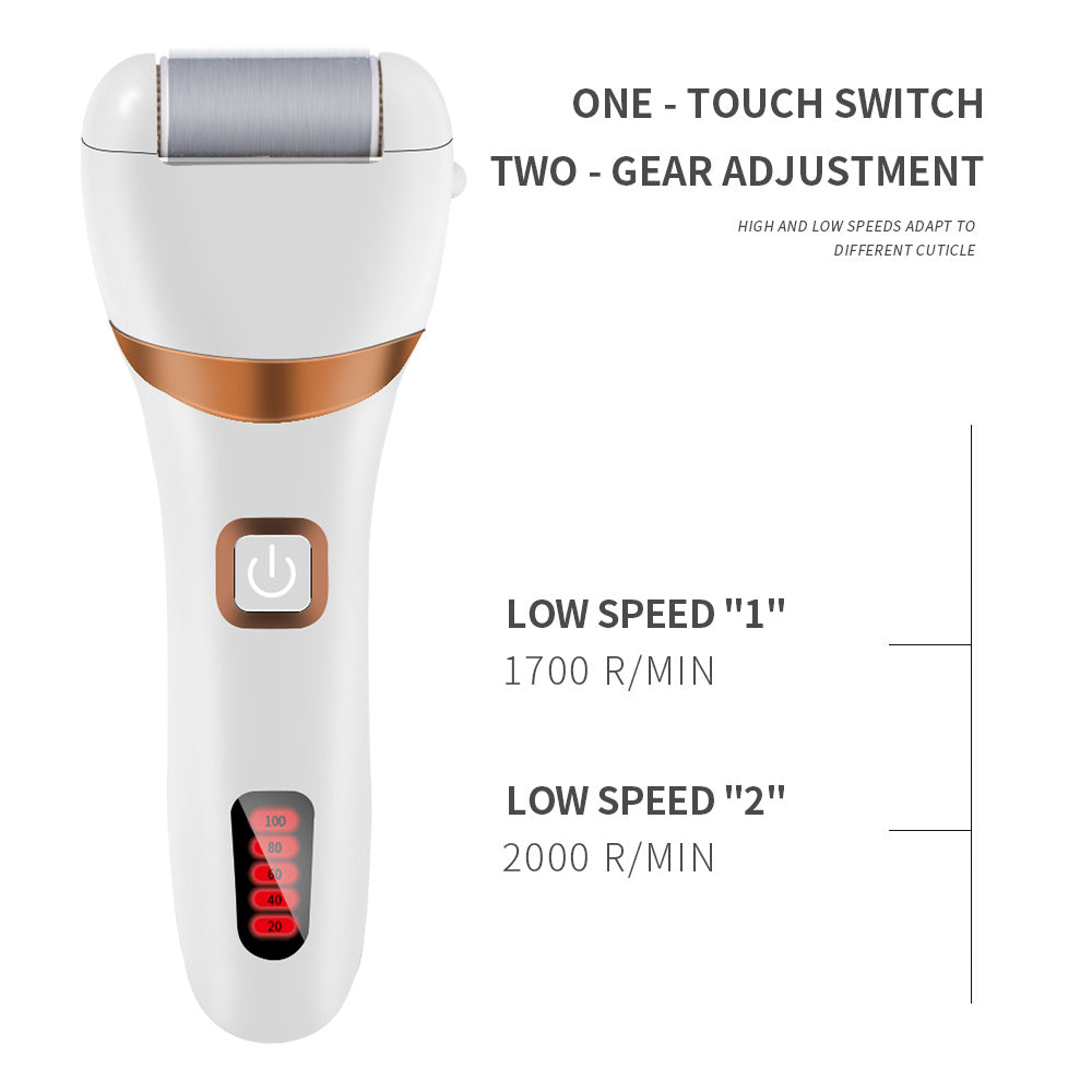 JMT-432074 Electric Rechargeable Callus Remover with Extra Coarse Roller Heads for Smooth Feet
