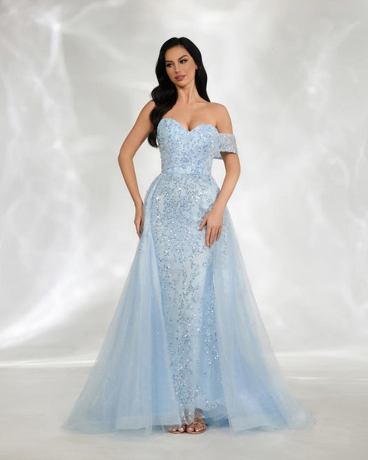 JMT-432074 Elegant Blue Evening Dress for Women - Style SH0046
