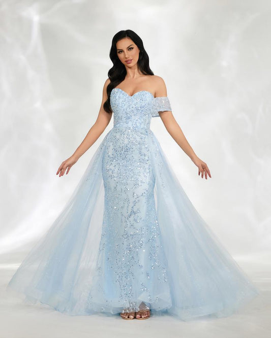 JMT-432074 Elegant Blue Evening Dress for Women - Style SH0046