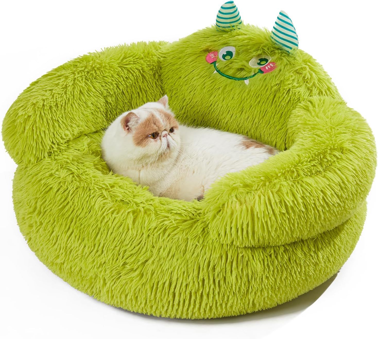 JMT-432138 Cozy Plush Donut Bed for Small Dogs and Cats with High Bolsters and Anti-Slip Base