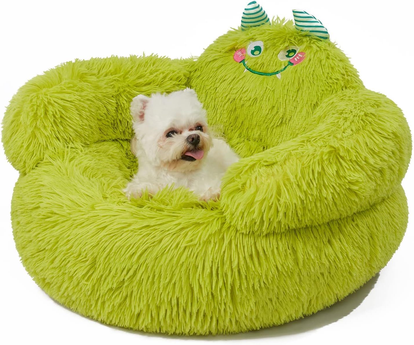JMT-432138 Cozy Plush Donut Bed for Small Dogs and Cats with High Bolsters and Anti-Slip Base