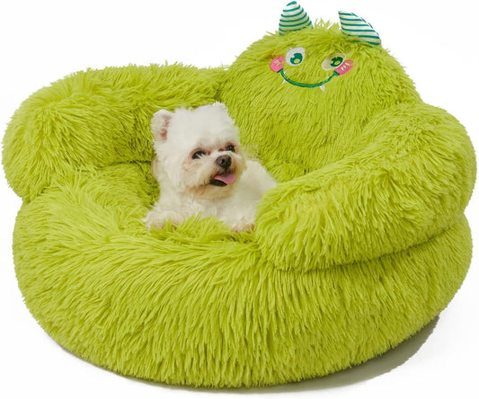 JMT-432138 Cozy Plush Donut Bed for Small Dogs and Cats with High Bolsters and Anti-Slip Base