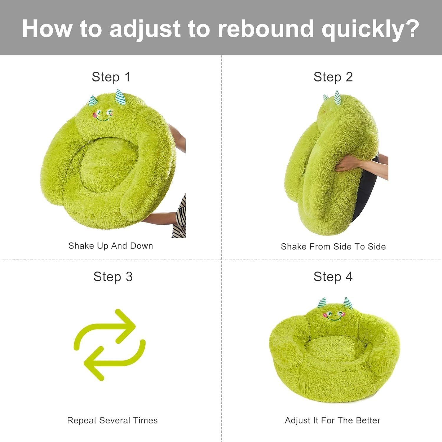 JMT-432138 Cozy Plush Donut Bed for Small Dogs and Cats with High Bolsters and Anti-Slip Base