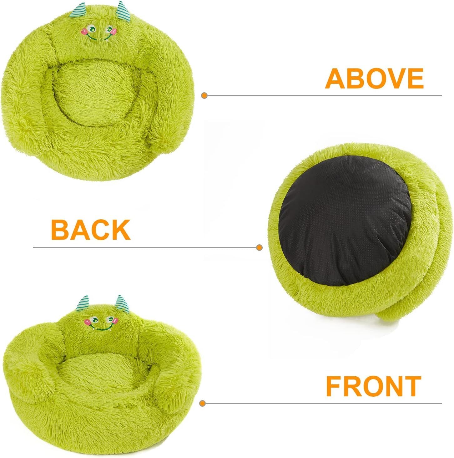 JMT-432138 Cozy Plush Donut Bed for Small Dogs and Cats with High Bolsters and Anti-Slip Base