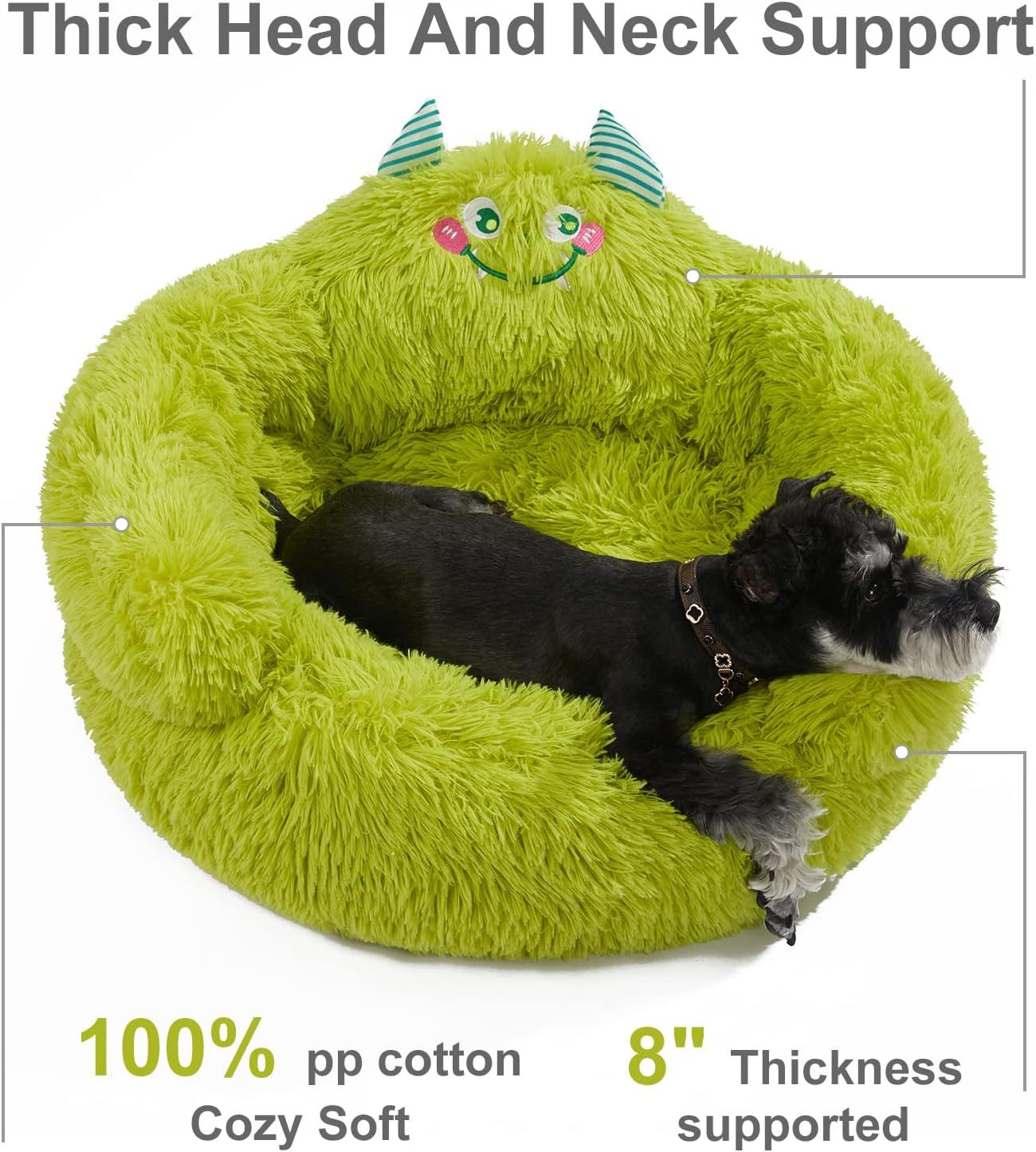 JMT-432138 Cozy Plush Donut Bed for Small Dogs and Cats with High Bolsters and Anti-Slip Base