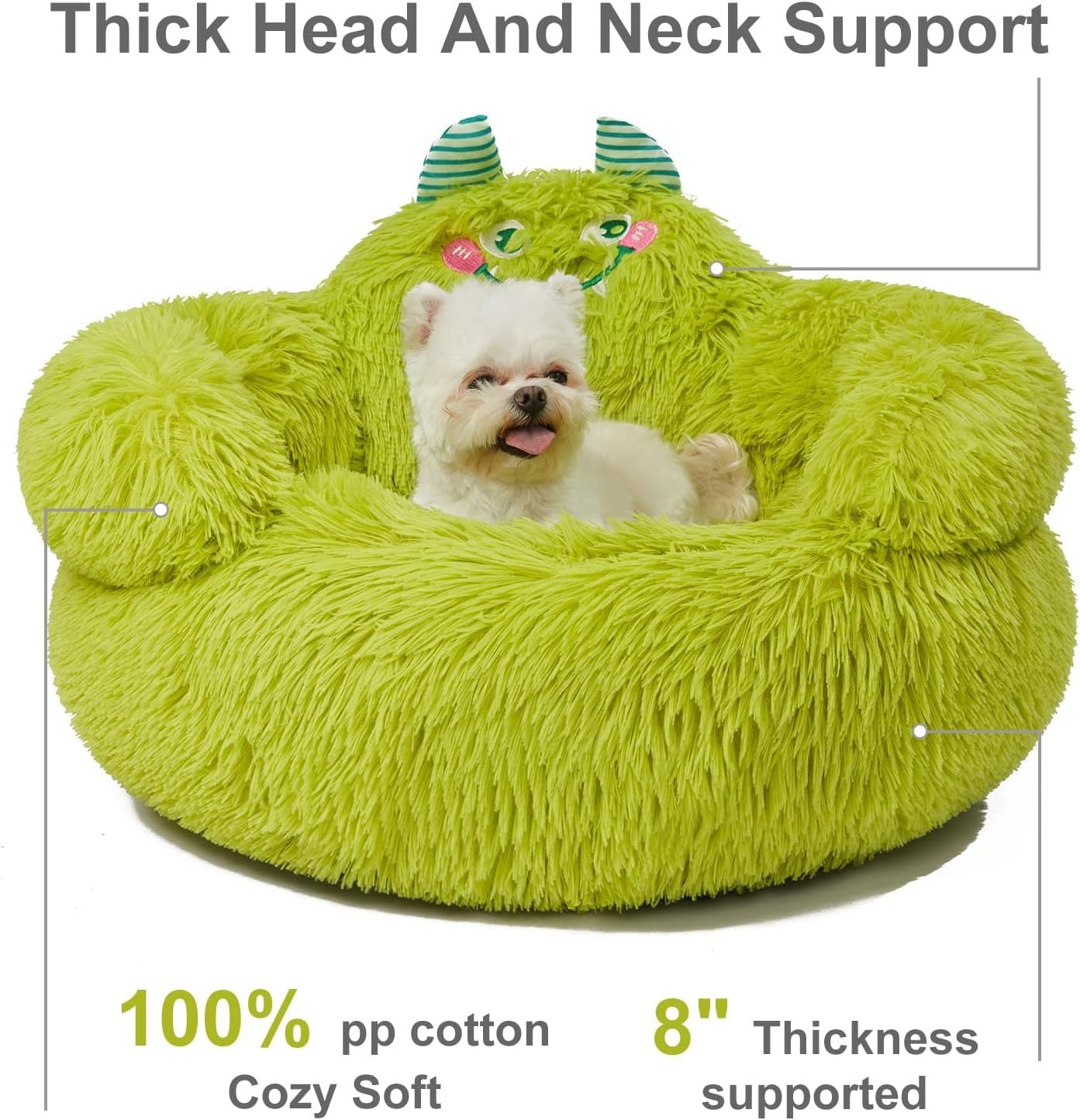 JMT-432138 Cozy Plush Donut Bed for Small Dogs and Cats with High Bolsters and Anti-Slip Base