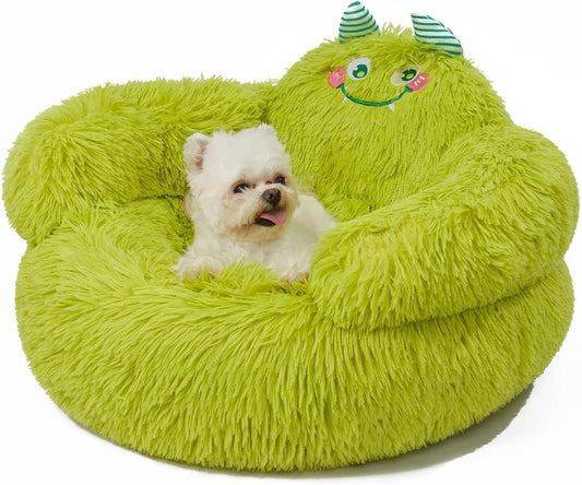 JMT-432138 Cozy Plush Donut Bed for Small Dogs and Cats with High Bolsters and Anti-Slip Base
