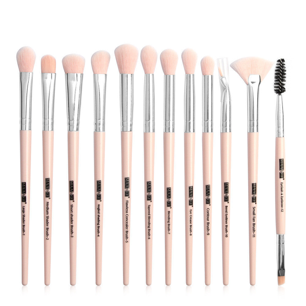 JMT-432266 13-Piece Eye Makeup Brush Set with Corrugated Silk Nylon Hair for Precision Application