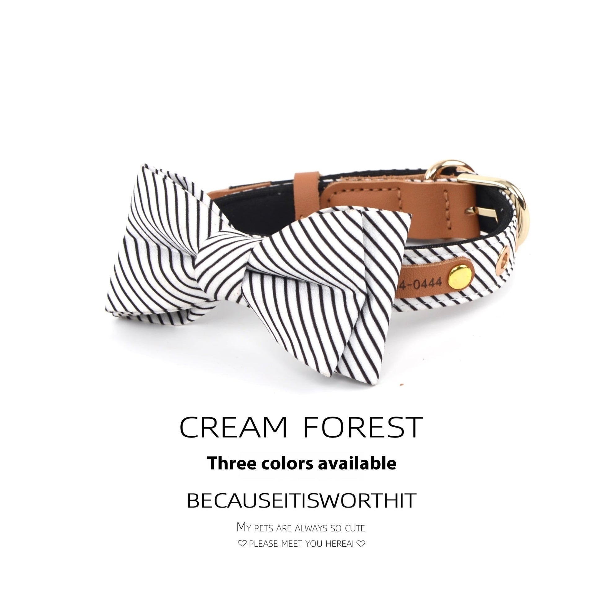 JMT-432330 Cotton Dog Collar with Detachable Bow - Available in White, Wine Red, and Dark Blue