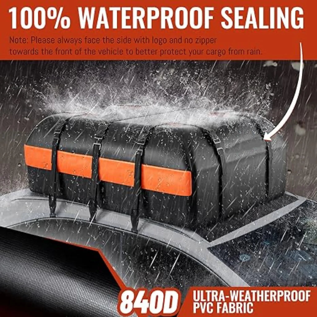 JMT-432458 Waterproof Rooftop Cargo Carrier Bag - 21 Cubic Feet Capacity for All Vehicles with or without Roof Racks