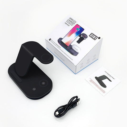 JMT-432522 15W Three-in-One Wireless Charger for Watch and Mobile Phones - Type-C Compatible, Compact Design