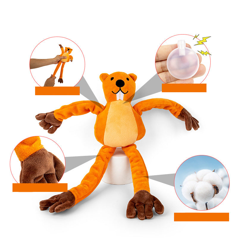 JMT-432650 Plush Dog Toy for Interactive Tug-of-War, Chewing, and Noise-Making Fun