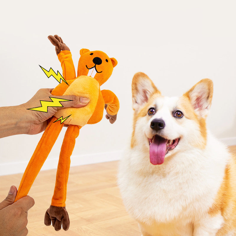 JMT-432650 Plush Dog Toy for Interactive Tug-of-War, Chewing, and Noise-Making Fun