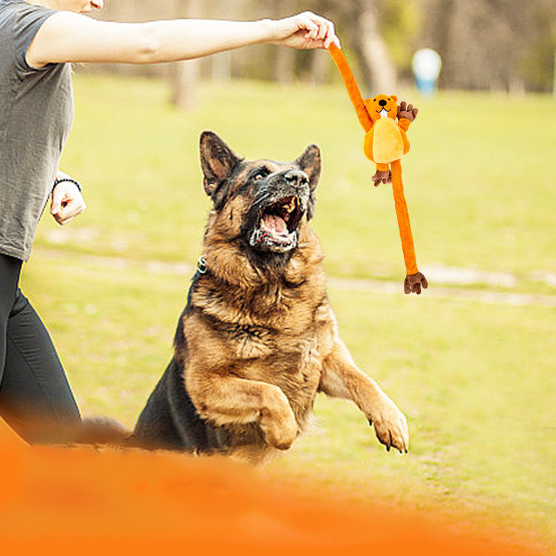 JMT-432650 Plush Dog Toy for Interactive Tug-of-War, Chewing, and Noise-Making Fun