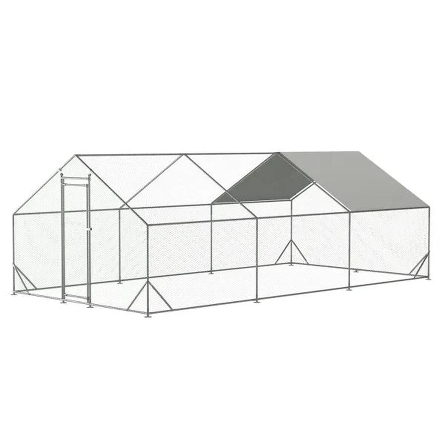 JMT-432842 Walk-In Chicken Coop with Galvanized Wire, Waterproof Anti-Ultraviolet Cover - 10' L x 20' W x 6.56' H