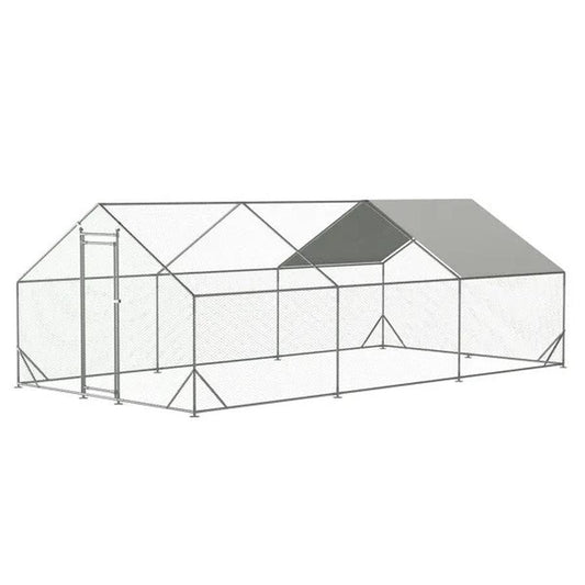 JMT-432842 Walk-In Chicken Coop with Galvanized Wire, Waterproof Anti-Ultraviolet Cover - 10' L x 20' W x 6.56' H
