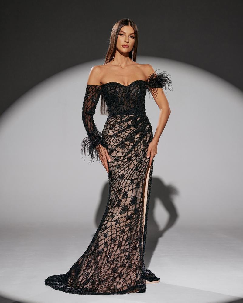 JMT-432906 Elegant Black Evening Dress for Women - Model SH0215