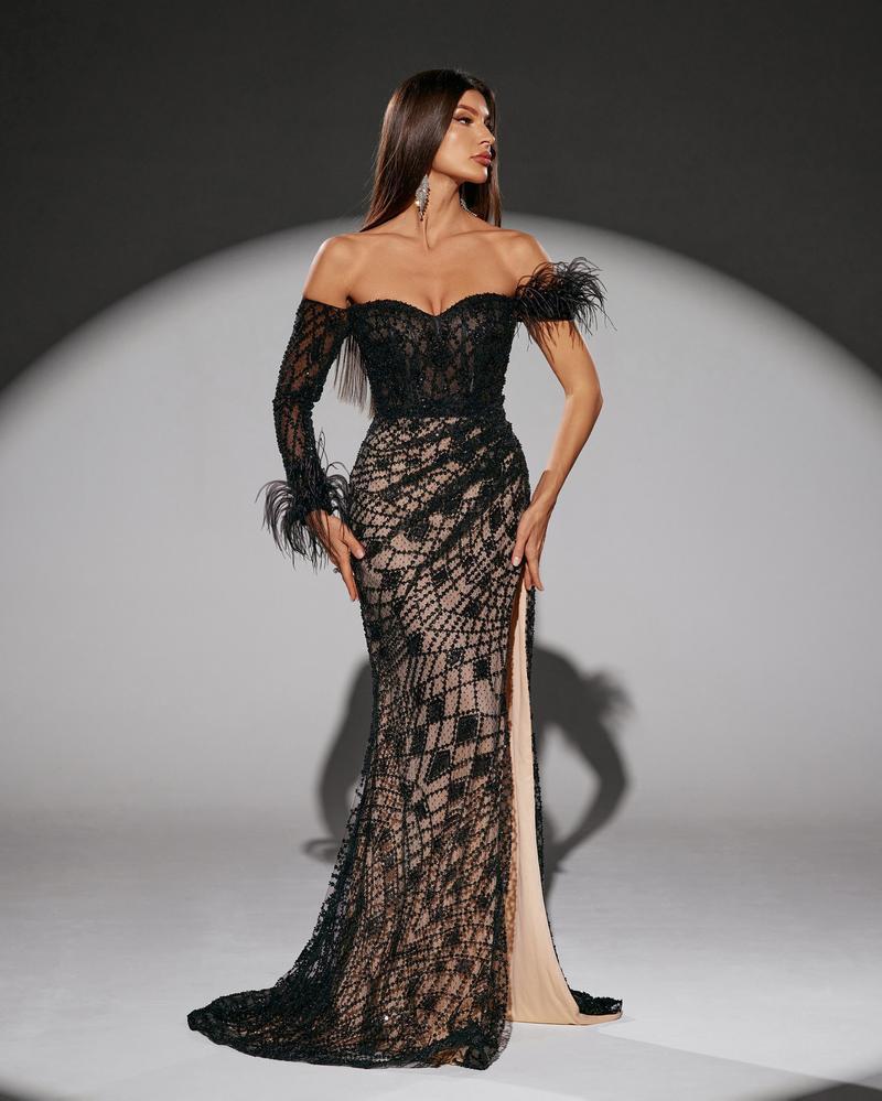 JMT-432906 Elegant Black Evening Dress for Women - Model SH0215