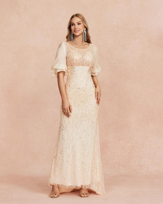 JMT-433226 Champagne Evening Gown SH0034 for Elegant Occasions