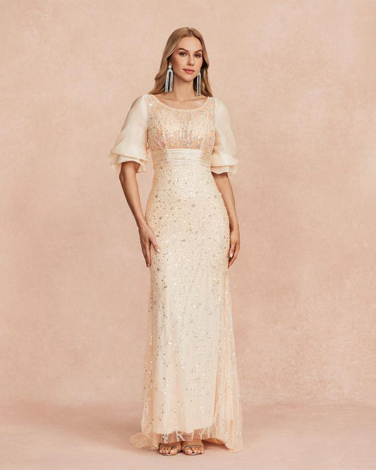 JMT-433226 Champagne Evening Gown SH0034 for Elegant Occasions