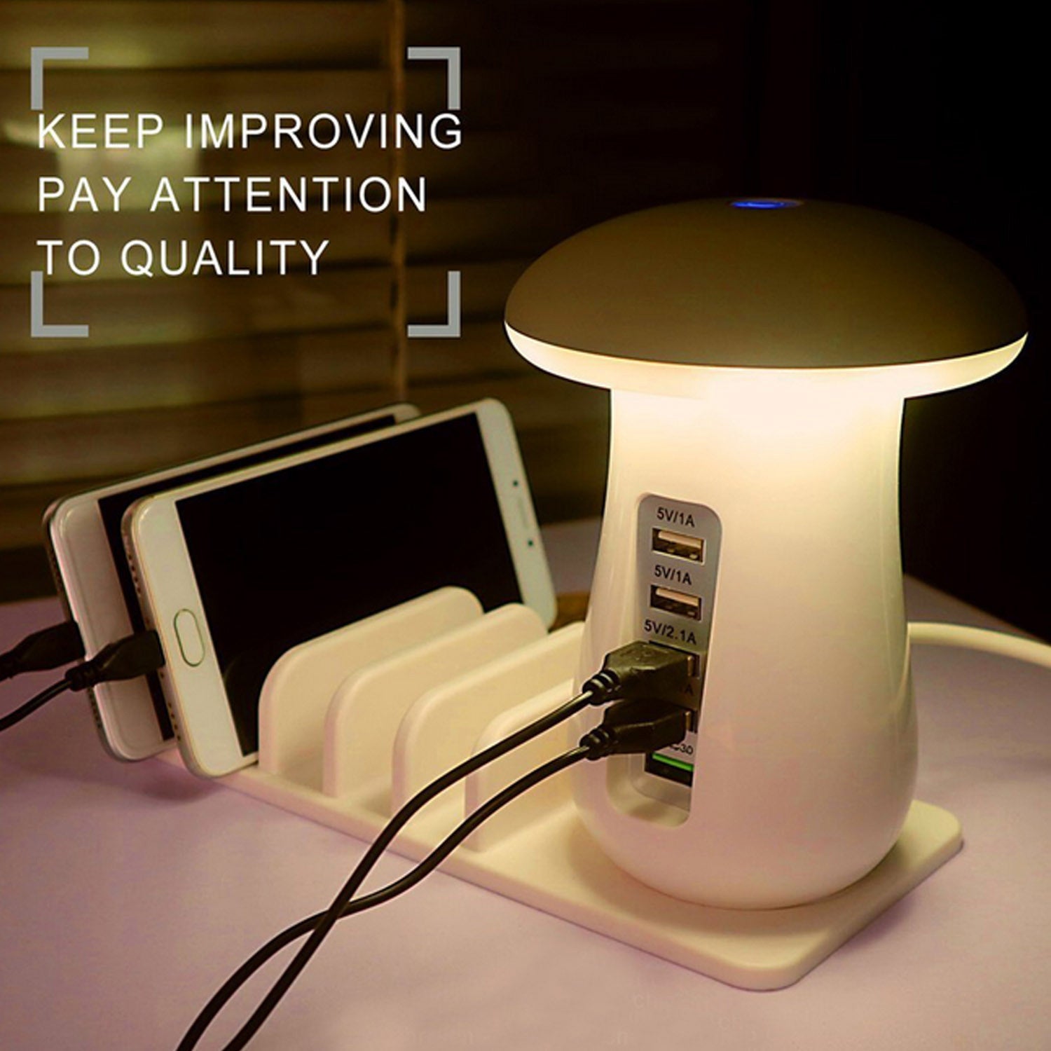 JMT-433674 5-Port USB Charging Dock Station and LED Night Lamp for Smart Devices