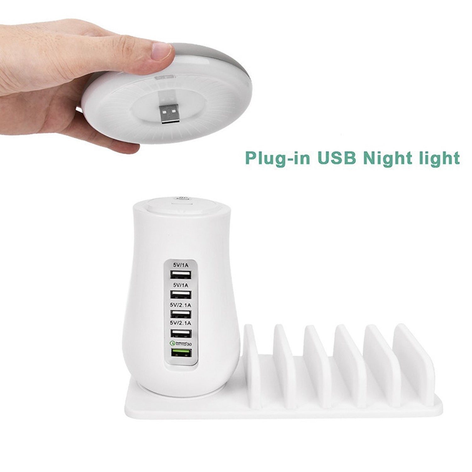 JMT-433674 5-Port USB Charging Dock Station and LED Night Lamp for Smart Devices