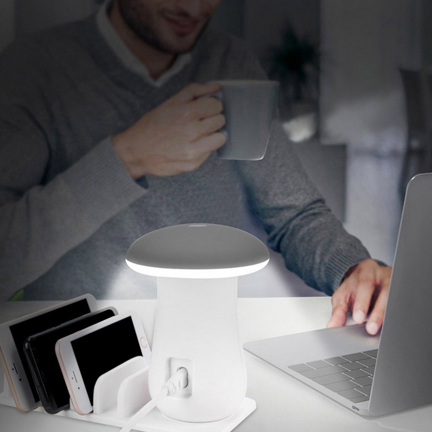 JMT-433674 5-Port USB Charging Dock Station and LED Night Lamp for Smart Devices