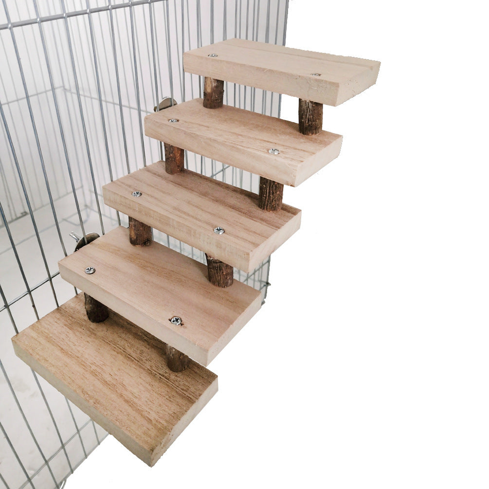 JMT-433994 Wooden Log Stairs Pet Toy - Interactive Climbing Activity for Small Animals