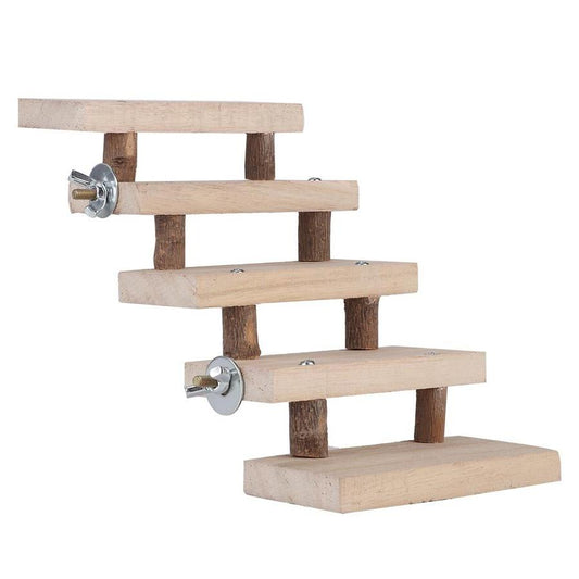 JMT-433994 Wooden Log Stairs Pet Toy - Interactive Climbing Activity for Small Animals