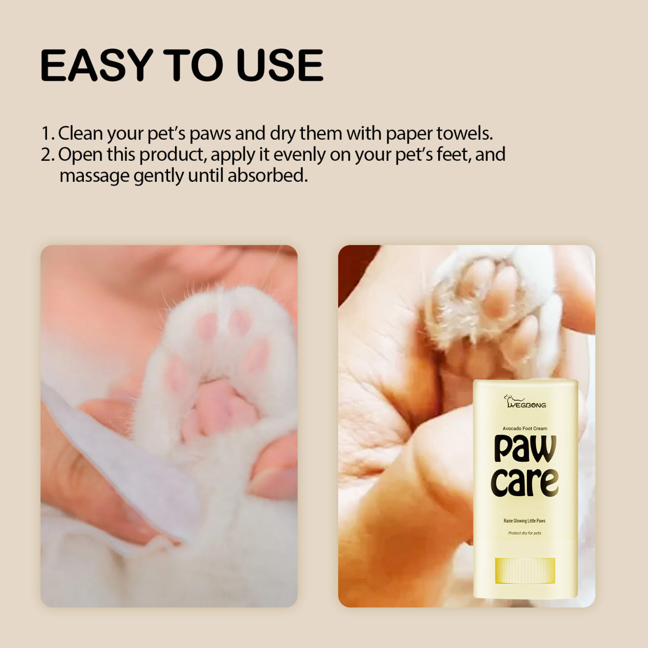 JMT-434058 Moisturizing Avocado Foot Balm for Dogs and Cats - Cleansing Care for Paws and Noses