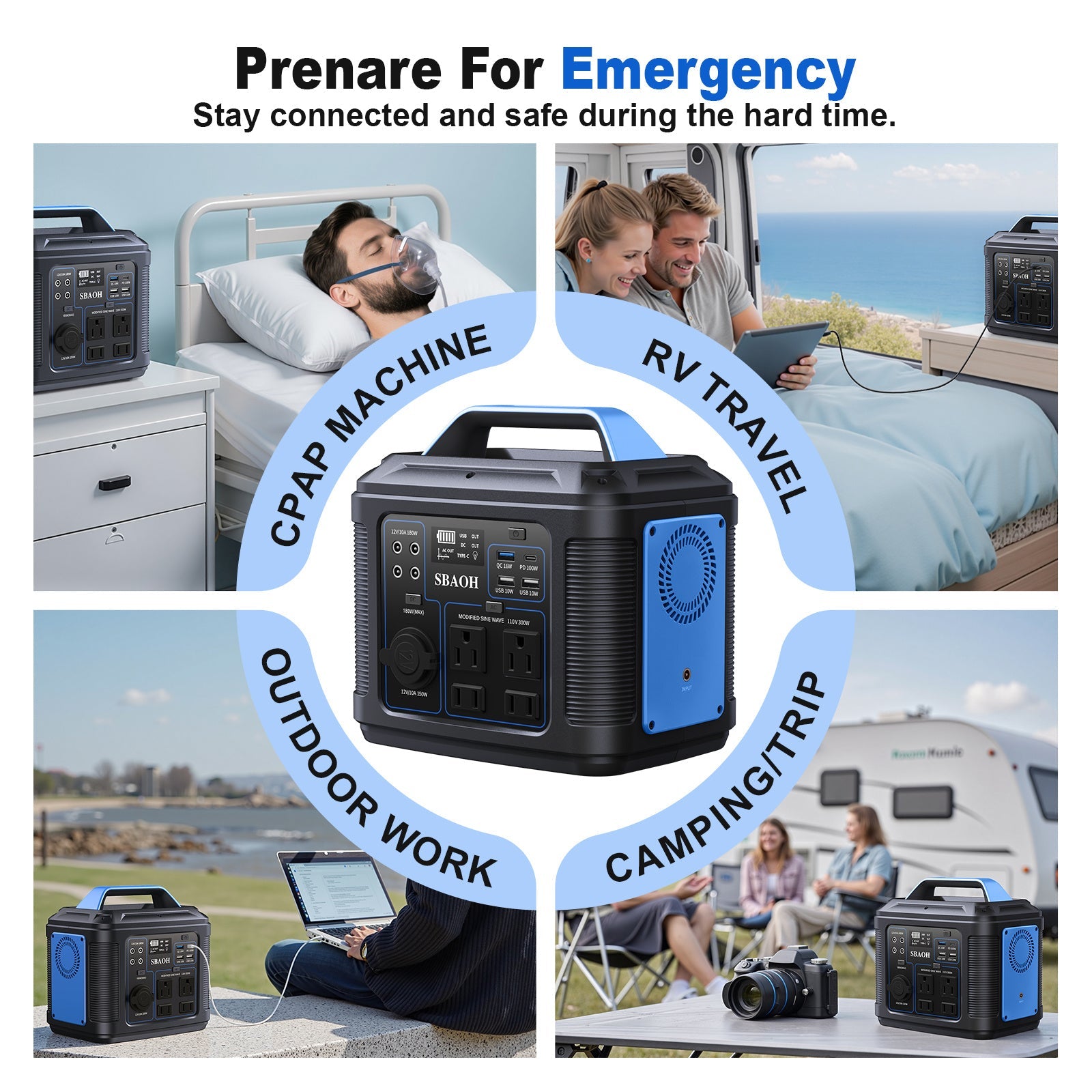 JMT-434314 300W Portable Power Station with 296Wh Lithium Battery - Ideal for Home and Outdoor Use