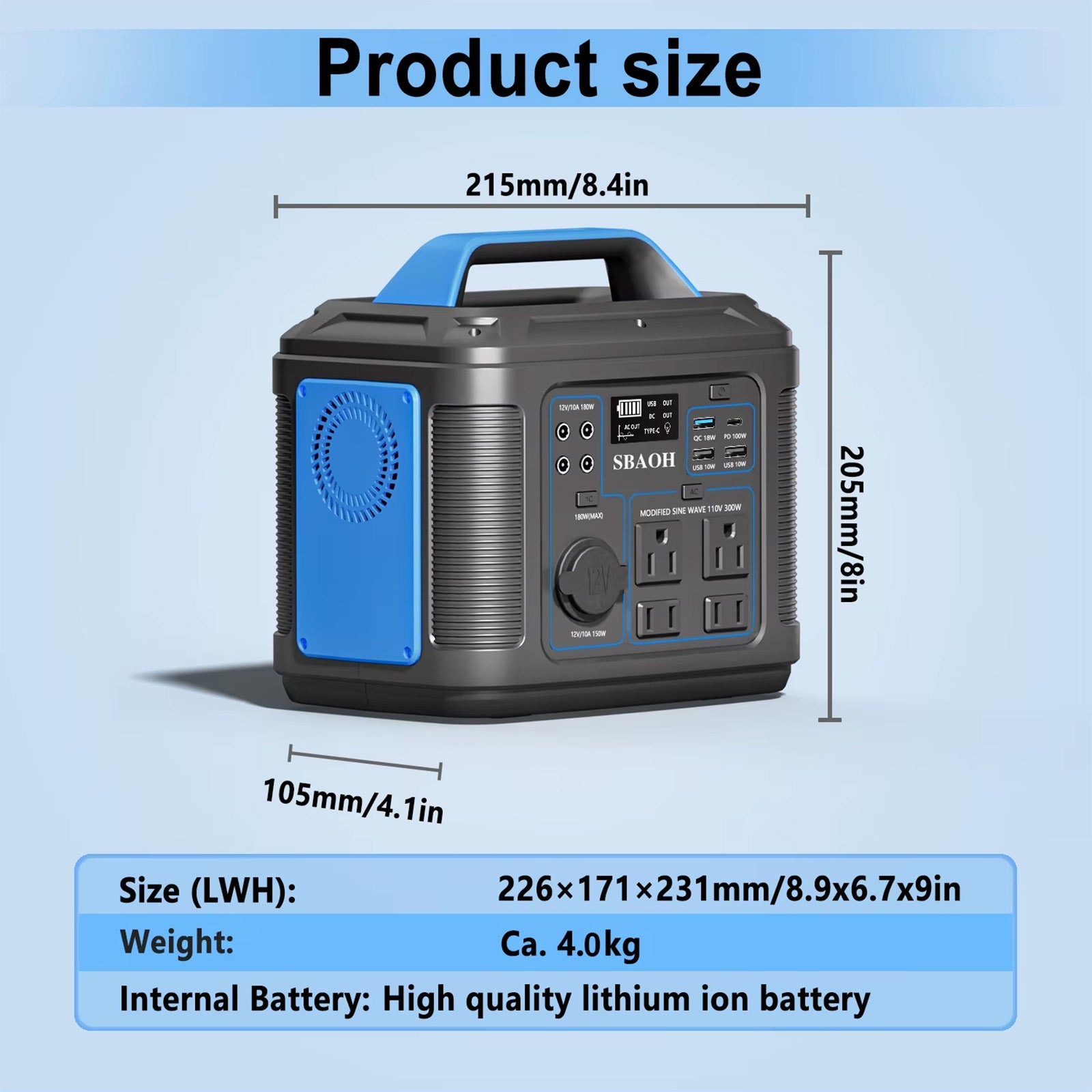 JMT-434314 300W Portable Power Station with 296Wh Lithium Battery - Ideal for Home and Outdoor Use