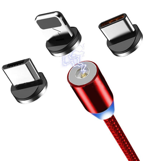 JMT-434314 Circular Magnetic Charging Data Cable - 1M/2M, Micro/Lightning/Type-C, Woven Cotton Yarn, 2.4A