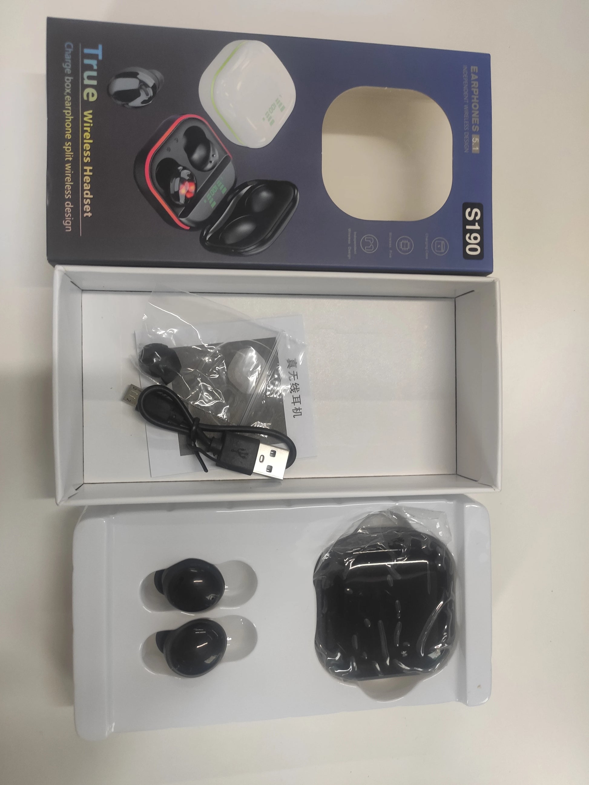 JMT-434314 S190 Wireless TWS Bluetooth 5.1 Earbuds with Touch Control and Digital Display