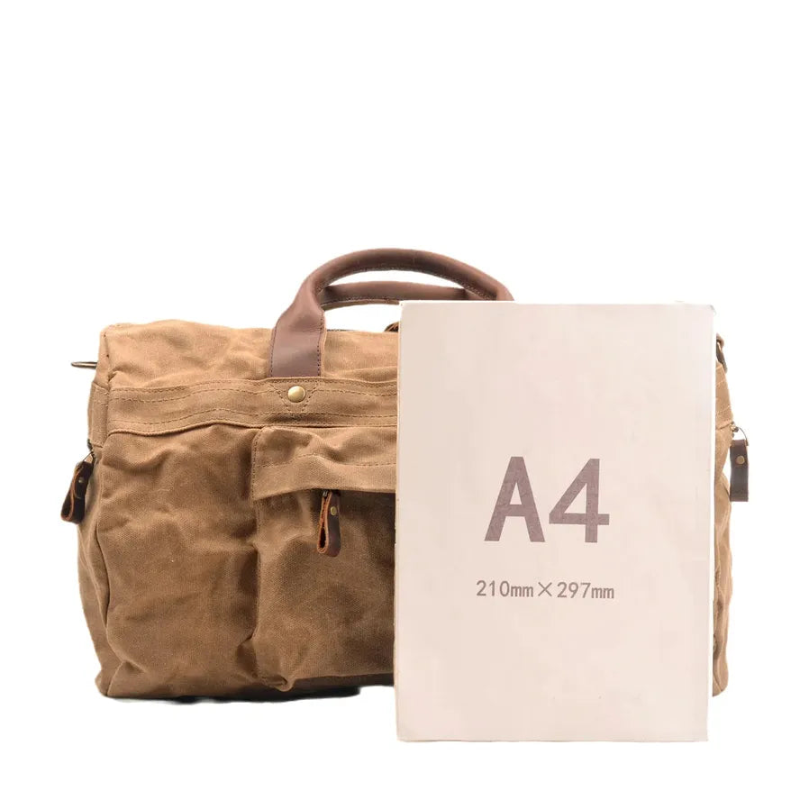JMT-434378 Leisure Oil Wax Canvas Travel Handbag with Large Capacity for Outdoor Adventures