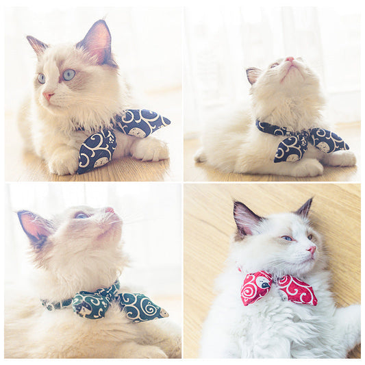 JMT-434634 Adjustable Japanese Style Floral Pet Collar with Bow Tie in Multiple Colors and Sizes