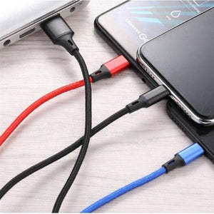 JMT-435466 3-in-1 Fast Charging Data Cable - USB, Lightning, Micro USB & TYPE-C, 1.2m Length