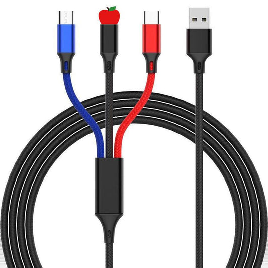 JMT-435466 3-in-1 Fast Charging Data Cable - USB, Lightning, Micro USB & TYPE-C, 1.2m Length