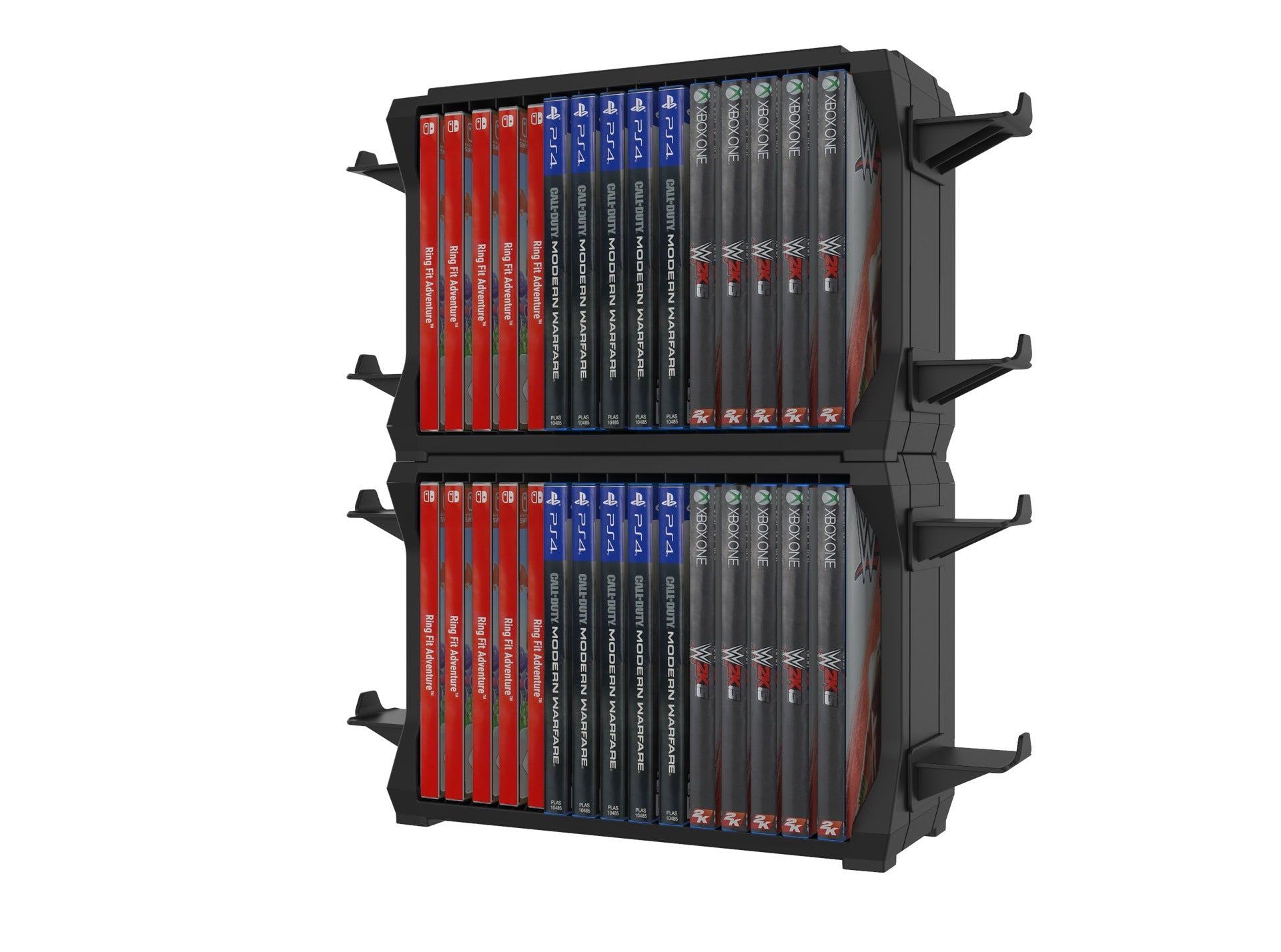 JMT-435594 Game Console Disc and Controller Storage Stand for PS5, PS4, Xbox Series X, and Nintendo Switch - Black