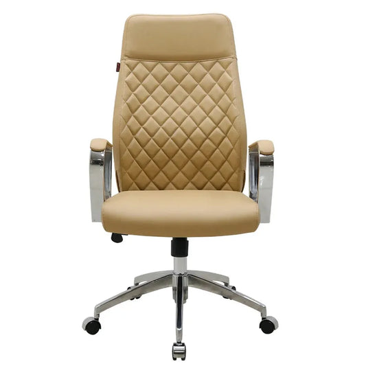 JMT-436042 Ergonomic High-Back Office Chair with PU Armrests and Adjustable Height, Leather Upholstery, Aluminium Base