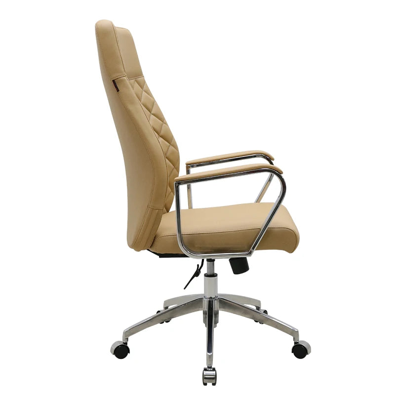 JMT-436042 Ergonomic High-Back Office Chair with PU Armrests and Adjustable Height, Leather Upholstery, Aluminium Base