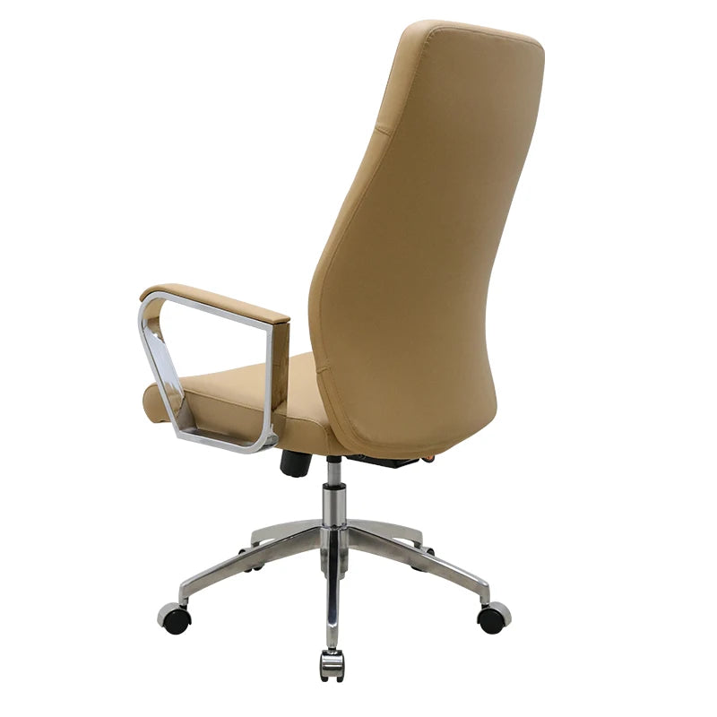 JMT-436042 Ergonomic High-Back Office Chair with PU Armrests and Adjustable Height, Leather Upholstery, Aluminium Base