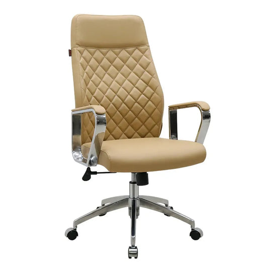 JMT-436042 Ergonomic High-Back Office Chair with PU Armrests and Adjustable Height, Leather Upholstery, Aluminium Base