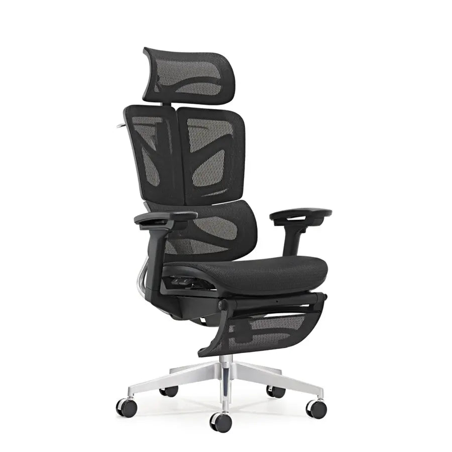 JMT-436042 Ergonomic Mesh Office Chair with Adjustable Footrest and Clothes Hanger, Swivel Design for Comfort