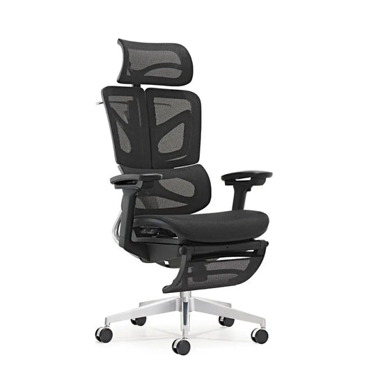 JMT-436042 Ergonomic Mesh Office Chair with Adjustable Footrest and Clothes Hanger, Swivel Design for Comfort