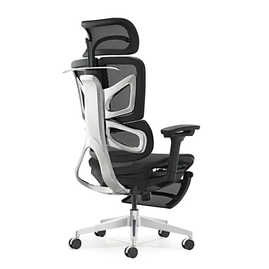 JMT-436042 Ergonomic Mesh Office Chair with Adjustable Footrest and Clothes Hanger, Swivel Design for Comfort