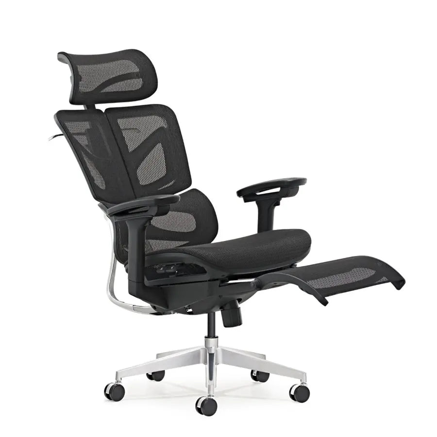 JMT-436042 Ergonomic Mesh Office Chair with Adjustable Footrest and Clothes Hanger, Swivel Design for Comfort