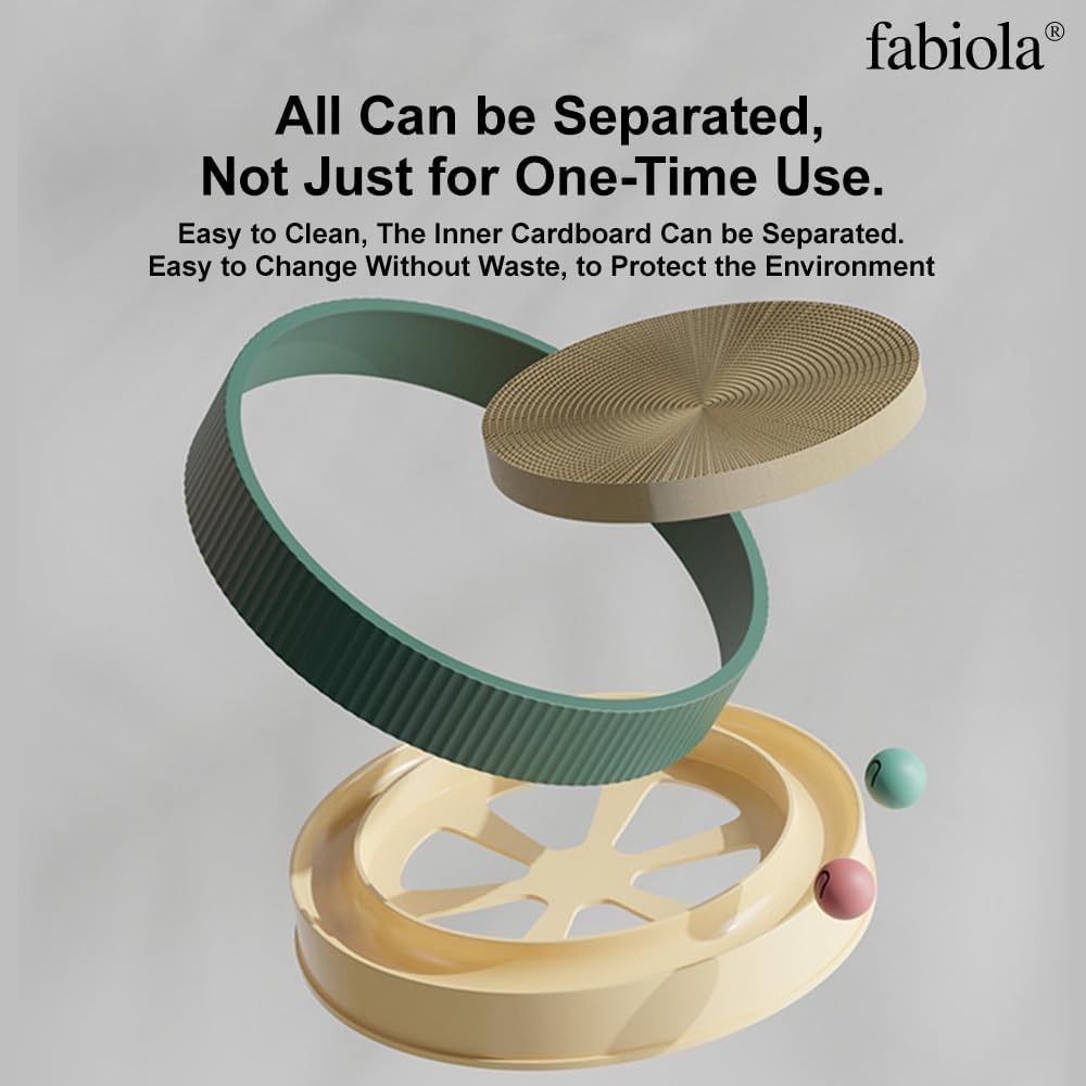 JMT-436106 Interactive Cat Scratching Board with 2-in-1 Design and Moving Ball Toys, Eco-Friendly Cardboard Scratcher for Indoor Cats