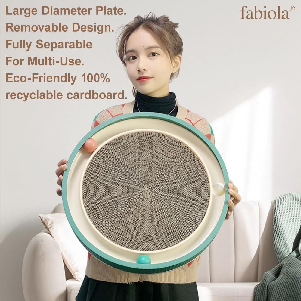 JMT-436106 Interactive Cat Scratching Board with 2-in-1 Design and Moving Ball Toys, Eco-Friendly Cardboard Scratcher for Indoor Cats